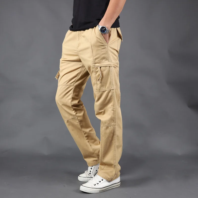 MRMT-Pantalones largos para hombre, pantalón holgado, recto, con múltiples bolsillos, informal, para primavera, 2024