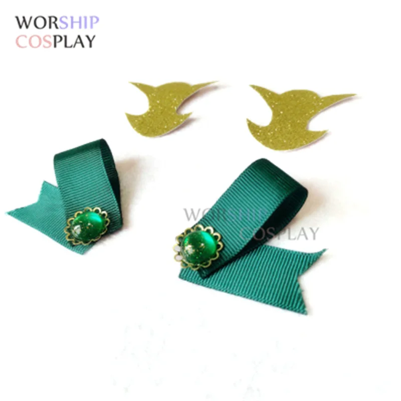 2 Styles Halloween Venti Cosplay Shoes Decoration Green Gem Ribbon Game Genshin Impact Cosplay Prop