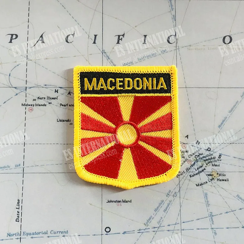 MACEDONIA National Flag Embroidery Patches Badge Shield And Square Shape Pin One Set On The Cloth Armband Backpack Decoration