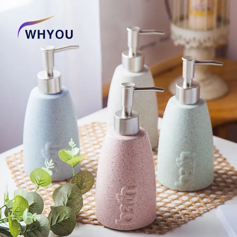 WHYOU-Ceramic Hand Washing Liquid Bottle, Hotel Soap Dispenser, Emulsion Bathroom Accessories, Gift, 400ml, 1 Pc