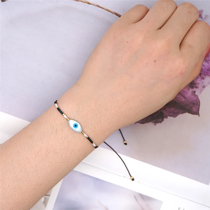 Bohemian Glass Miyuki Beads Lucky Evil Eye Bracelet Handmade Braided Rope Lucky Bracelet For Women Girls Kids Talisman