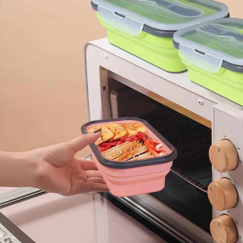 Healthy Portable Collapsible Food Box Microwave Bowl Silicone Folding Japanese Bento Lunch Box For Kids Adult food carrier 900ml view 4