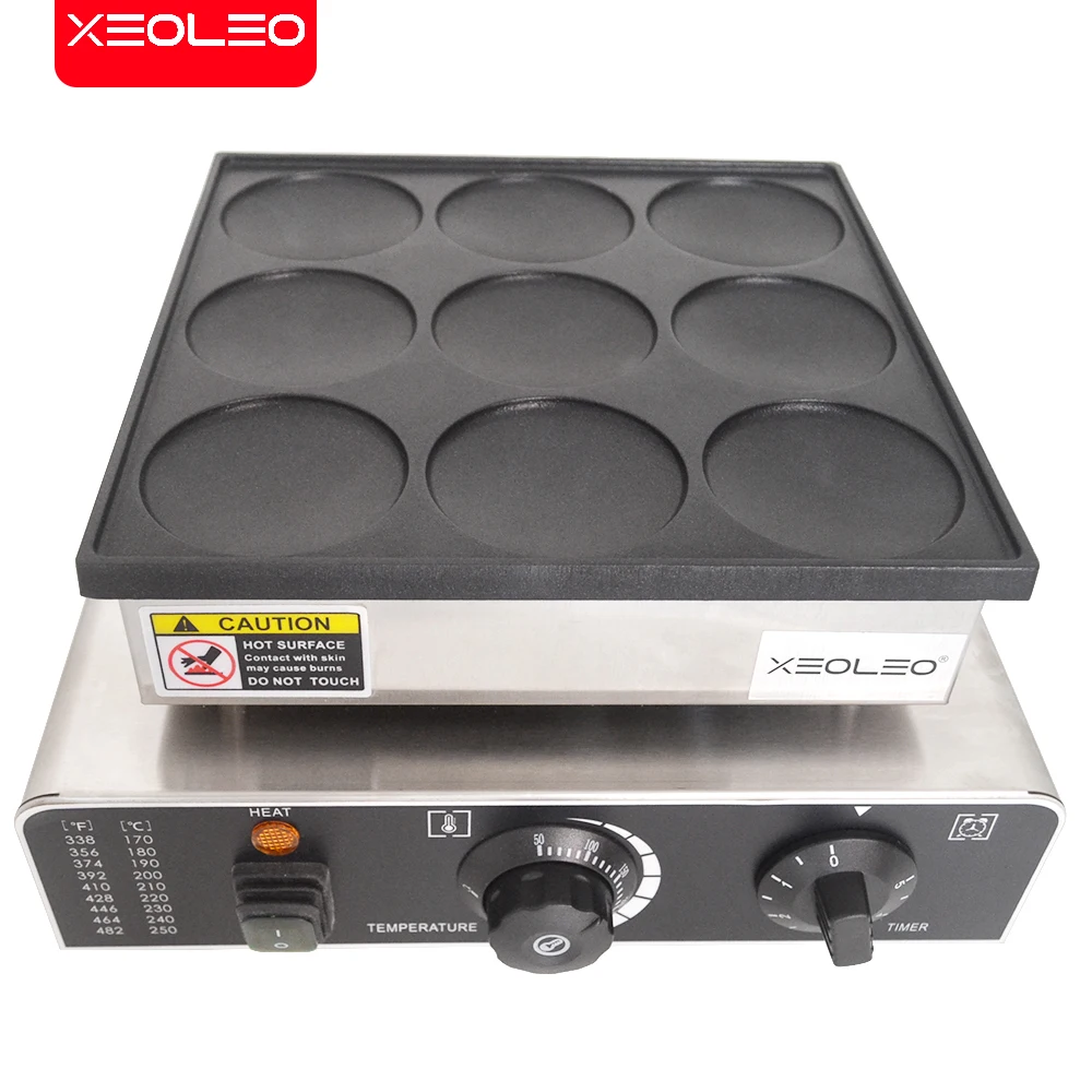 XEOLEO 850W Electric Dutch Pancake Makerr 9-Holes Mini Dutch Nachine Poffertjes Grill Muffin Machine Non-stick Waffle Maker