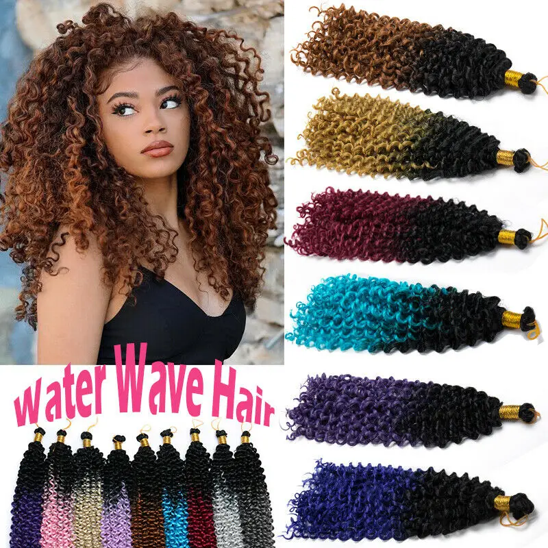 Synthetic Water Wave Crochet Hair Extensions Silky Strands Ombre Braiding Hair Bulk Curly Bohemian Hair For Crochet Braids