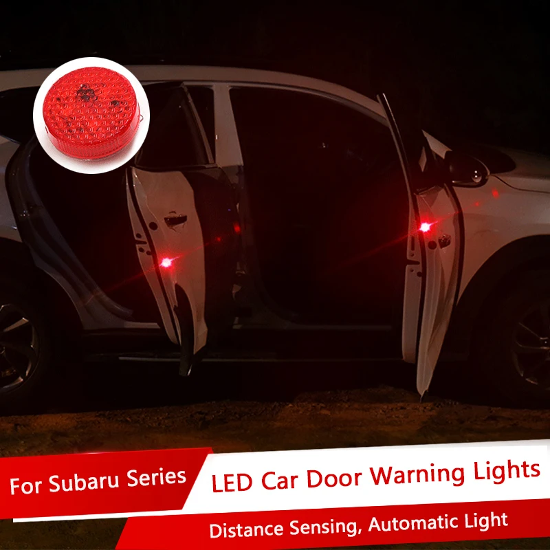 QHCP Cars Door Opening Warning Light LED Anti Rear-end Collision Induction Strobe Flashing Door Lamps 4Pcs For Subaru All Series