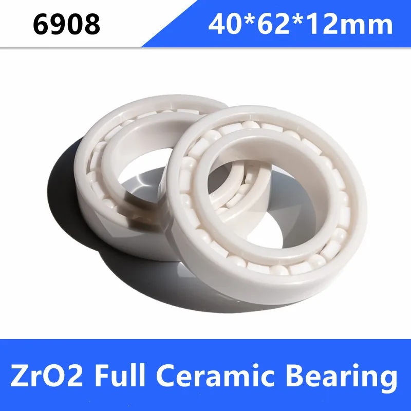 

2/4pcs 6908 full ball 40*62*12mm ZrO2 Full Ceramic bearings Zirconia Ceramic deep groove ball bearings 40×62×12mm