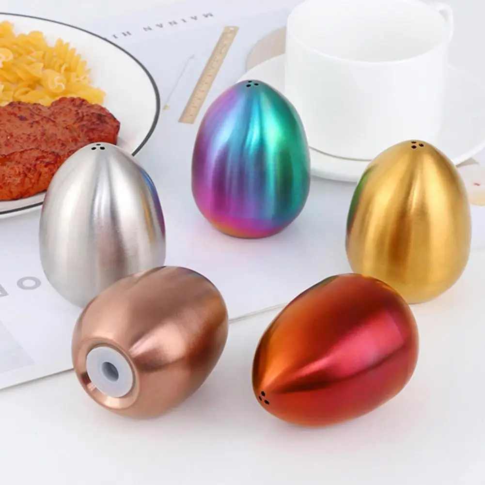 Salt Cellar Spice Pepper Shaker Egg Shaped Spice Container Stainless Steel Condiment Bottle Kitchen Gadgets seasoning organizer