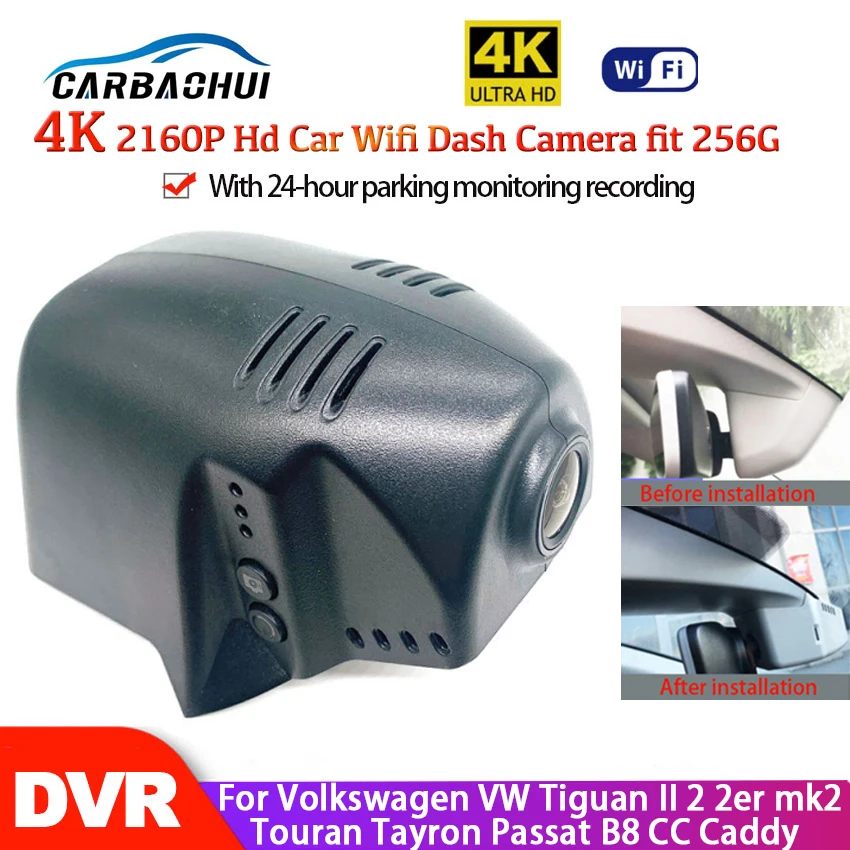 

2160P Wifi Hidden Car DVR Dash Cam Camera Video Recorder For Volkswagen VW Tiguan II 2 2er mk2 Touran Tayron Passat B8 CC Caddy