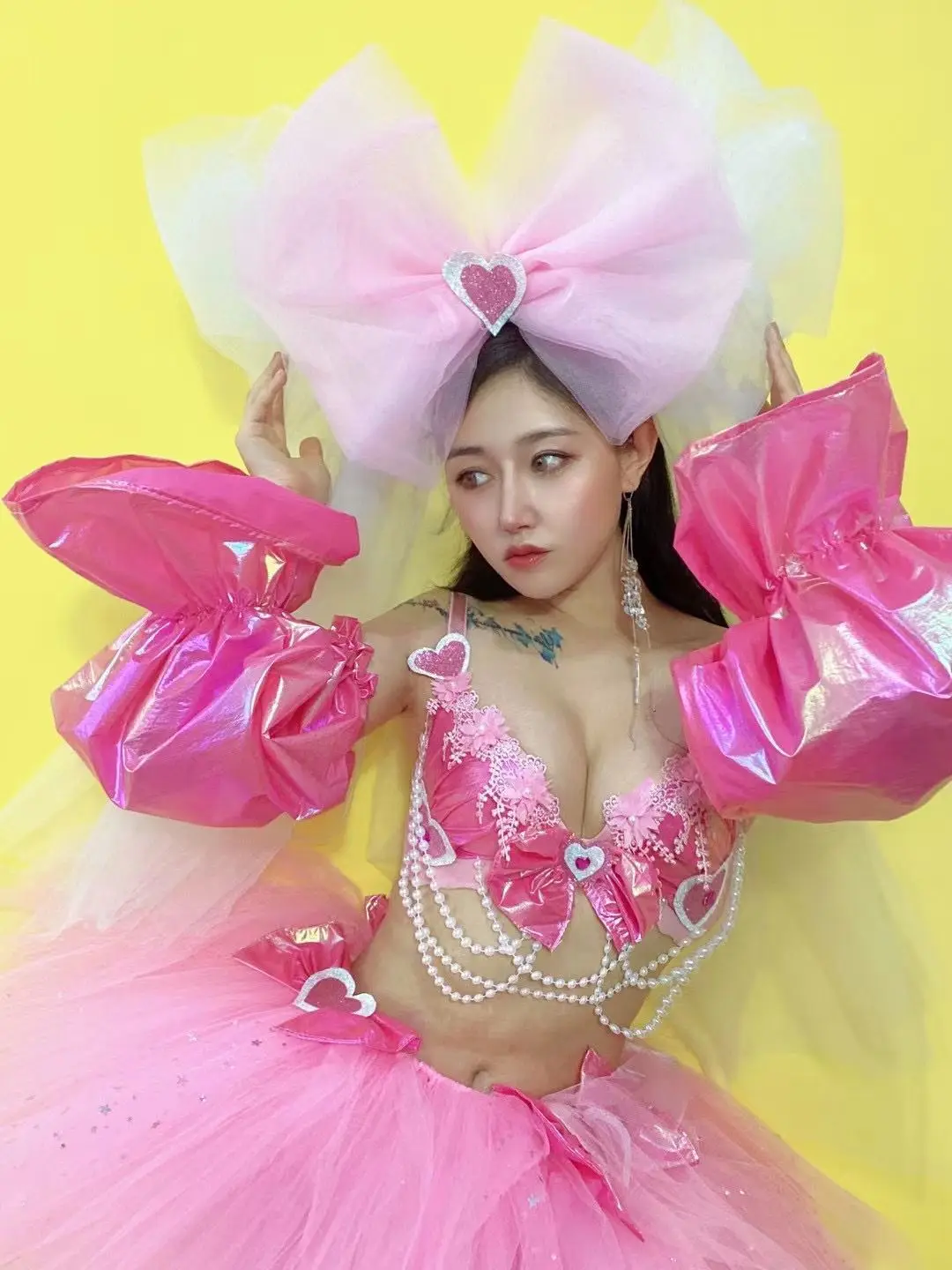 Pink Sweetheart Girl Paradise Parade Performance Bar Nightclub Valentine's Day Costume Singer Stage Show