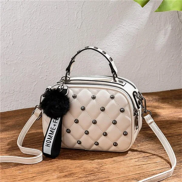 Pu Leather Small Rivet Travel Ball Shoulder Crossbody Messenger Baghandbag Women