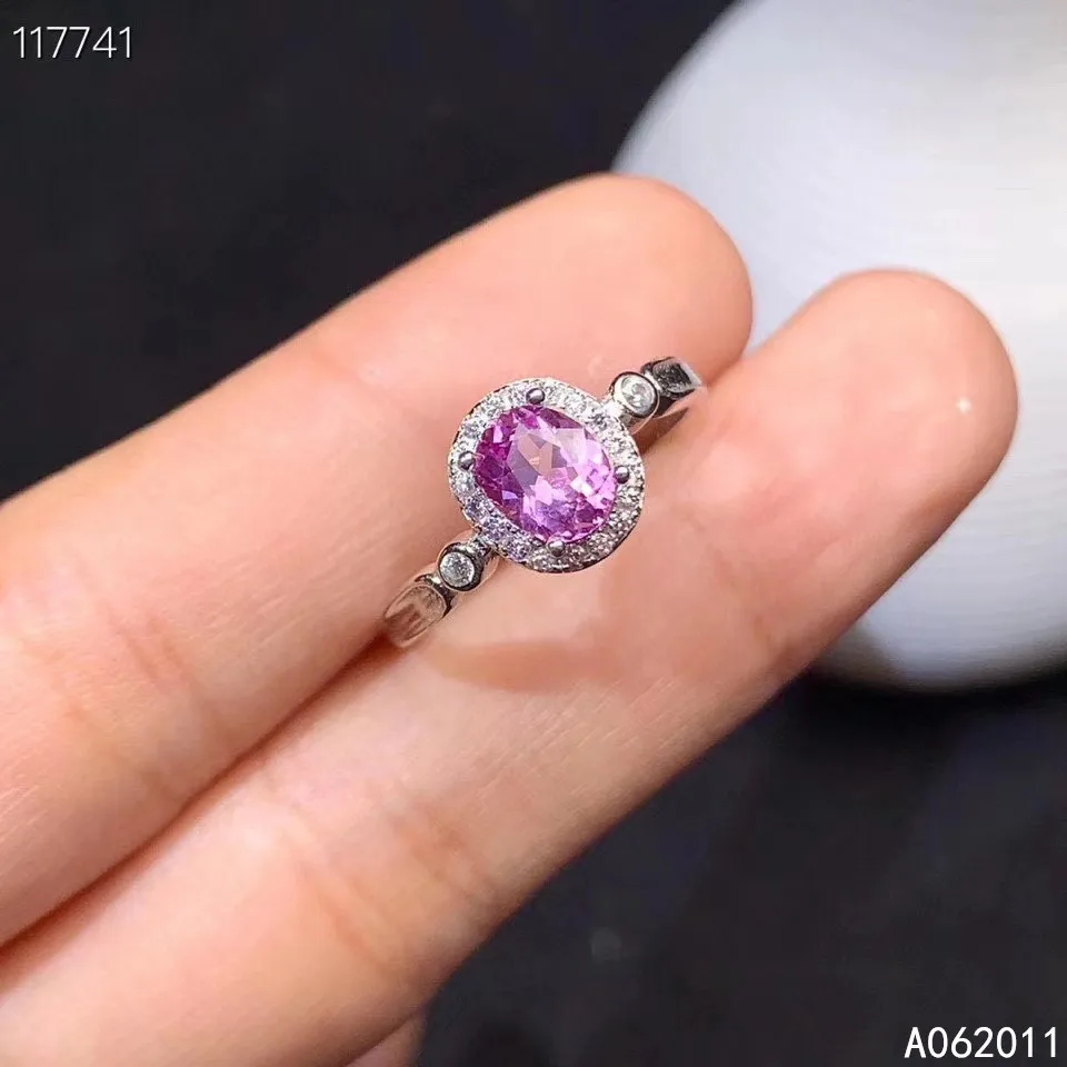 

KJJEAXCMY fine jewelry natural pink sapphire 925 sterling silver new women adjustable ring Gift Birthday Party Wedding Engagemen