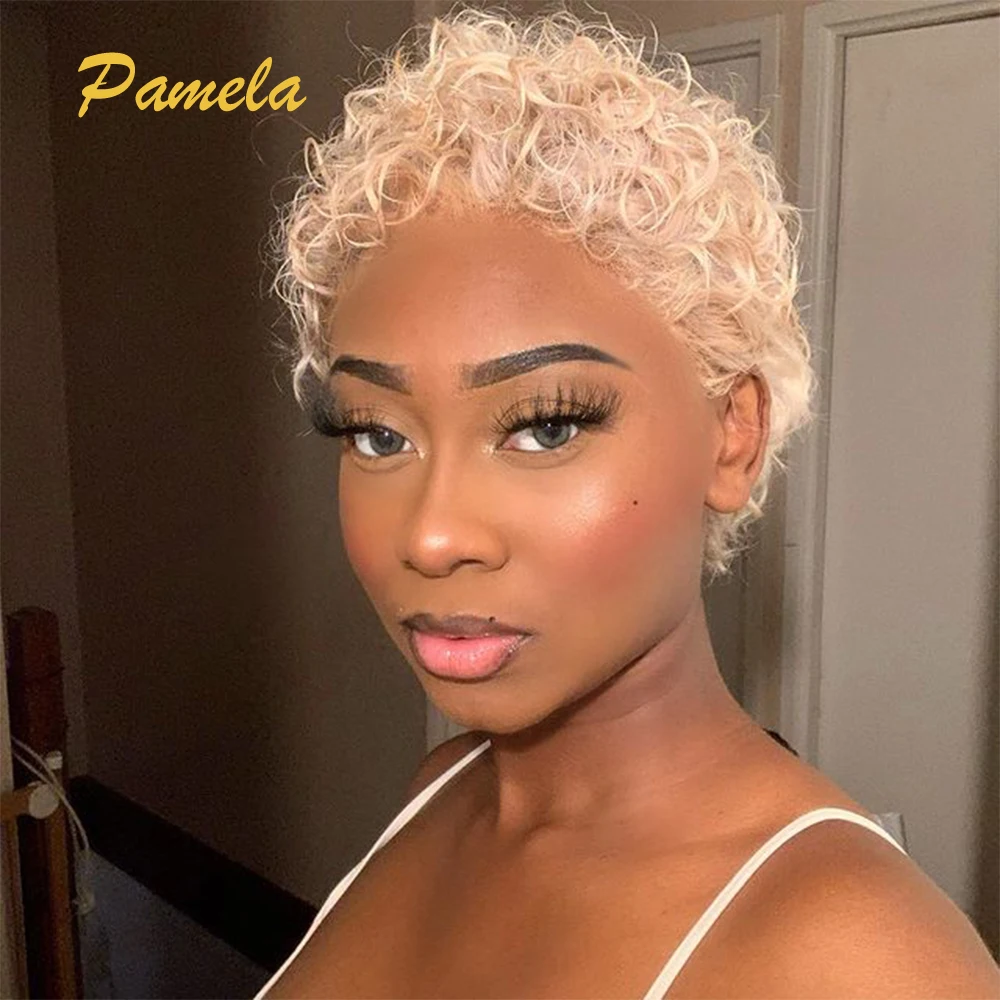 

Brazilian Curly Burgundy Lace Front Wig 613 Short Hair Blonde Wig Bob 13x4 99J Curly Colored Human Hair Wig Pixie Cut Wig