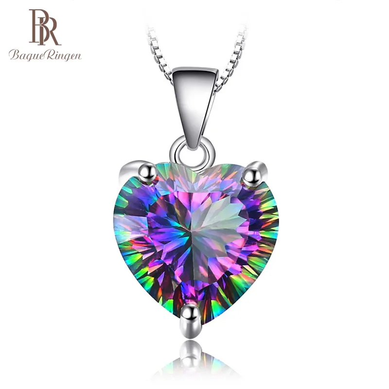 Bague Ringen Female Jewelry Necklaces For Women Black Colored Created Topaz Heart Pendant Clavicle Chain Heart Shaped Gemstone