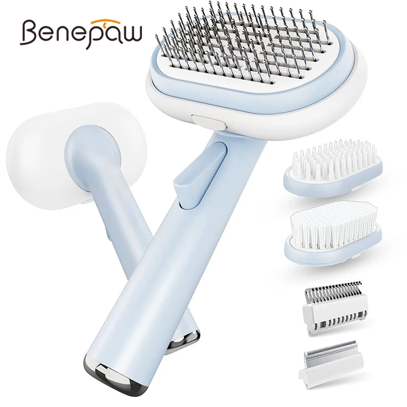 Benepaw Multifunctional Dog Brush 5 In 1 Safe Pet Grooming kit Pin Comb for Dematting Bath Massage Bristle Deshedding Comb