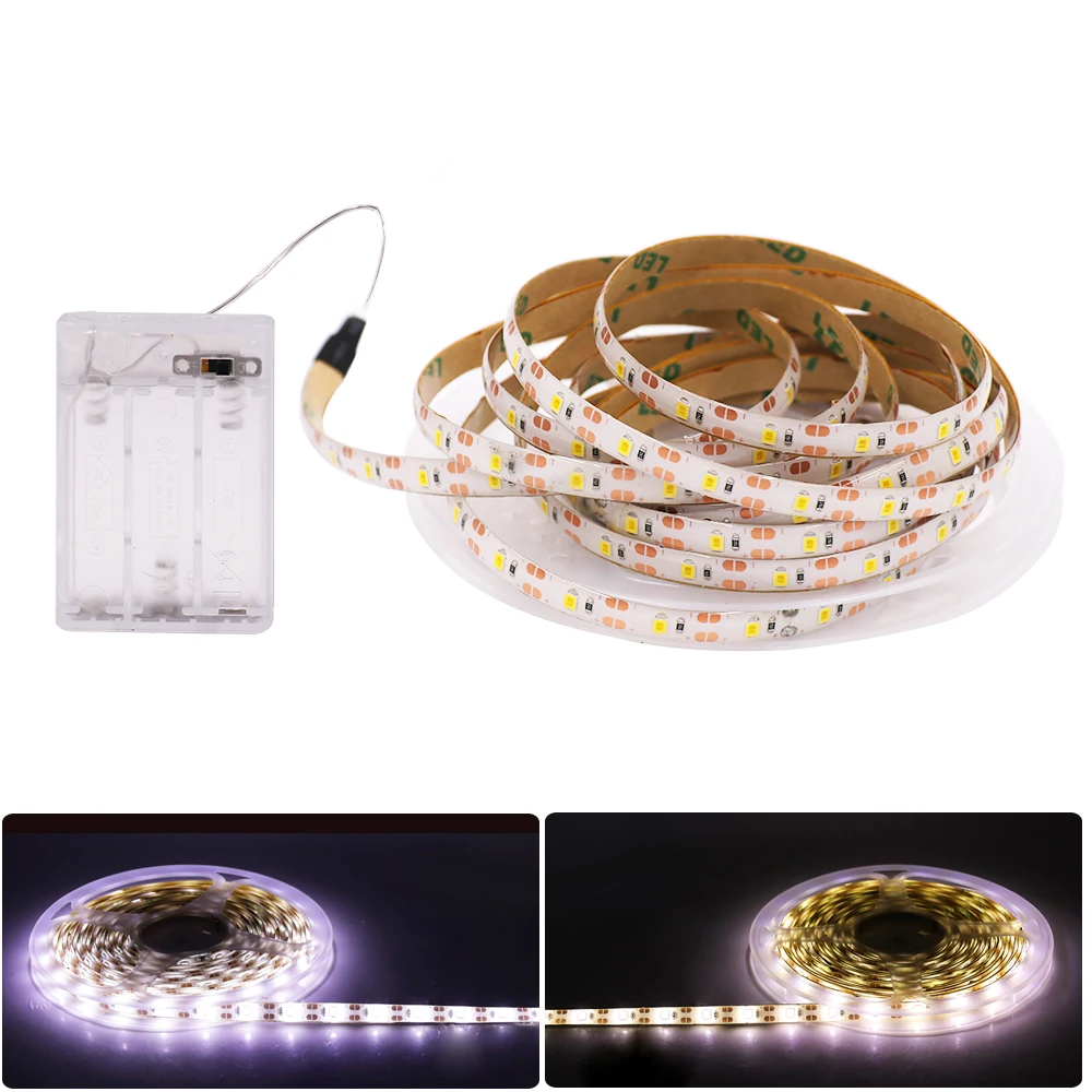 LED Strip Lights AA Battery Powered SMD 2835 60LEDs/m TV Background Lighting Tape Waterproof Flexible LED Lights For Rome Decor