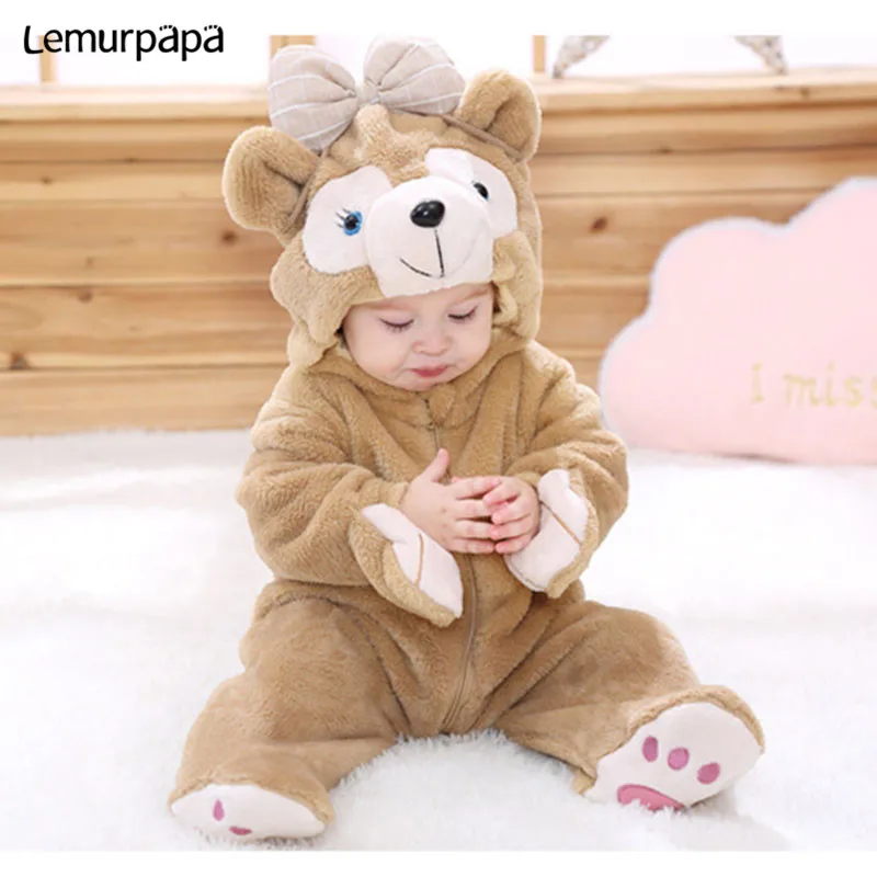 Kigurumis Baby Clothes Onesie Romper kawaii Rabbit Cat Infant Baby Clothing One piece Rompers Newborn Playsuit Winter Warm