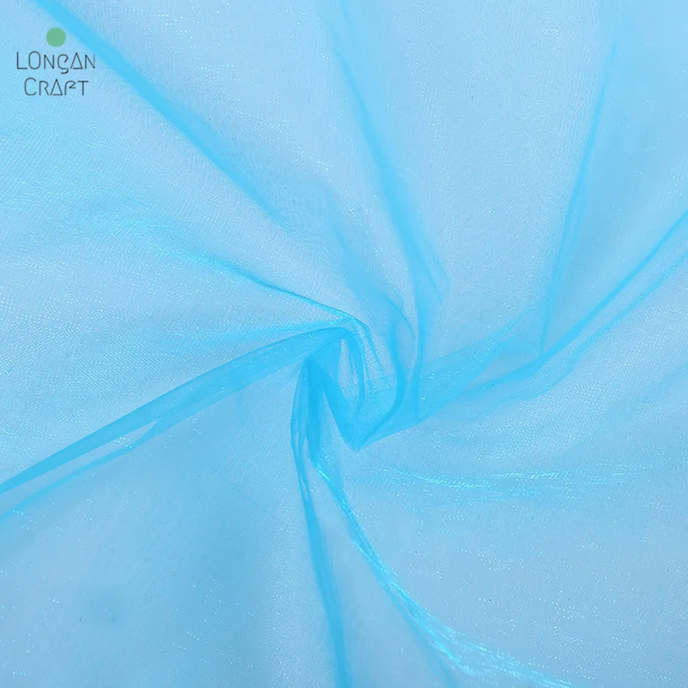 Tulle Fabric Organza Glass Yarn Colorful Sewing Mesh Cloth Fluorescent Yarn Silk Chiffon Stage Clothing Transparent