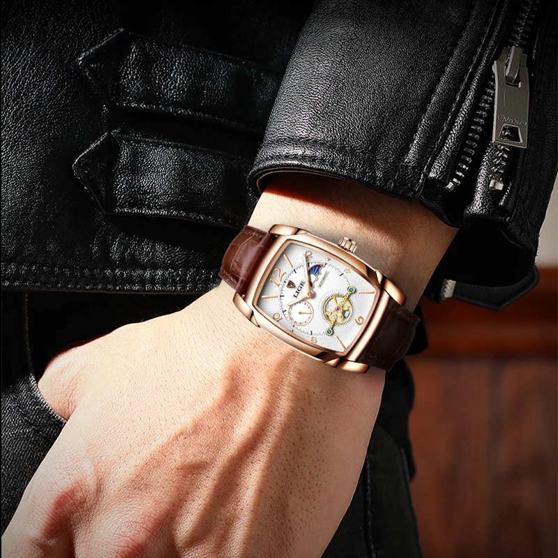 2022 New LIGE Men Watch Automatic Mechanical Watch for Men Business Sport Wristwatch Luminous Waterproof Leather Belt Clock Male