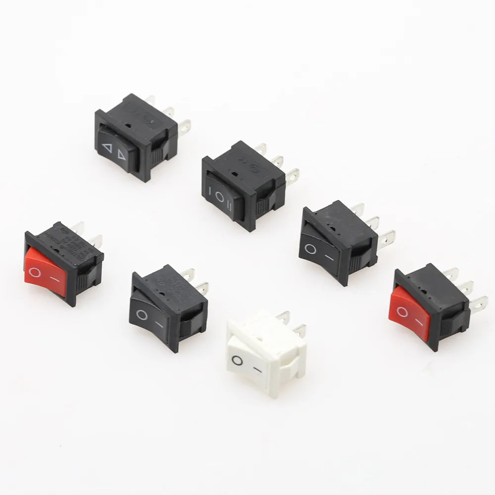 5/10Pcs 2 Pin 2 Position ON/OFF SPST Panel Mount Rocker Switch AC 6A/250V 10A/125V Black KCD1 15*21mm