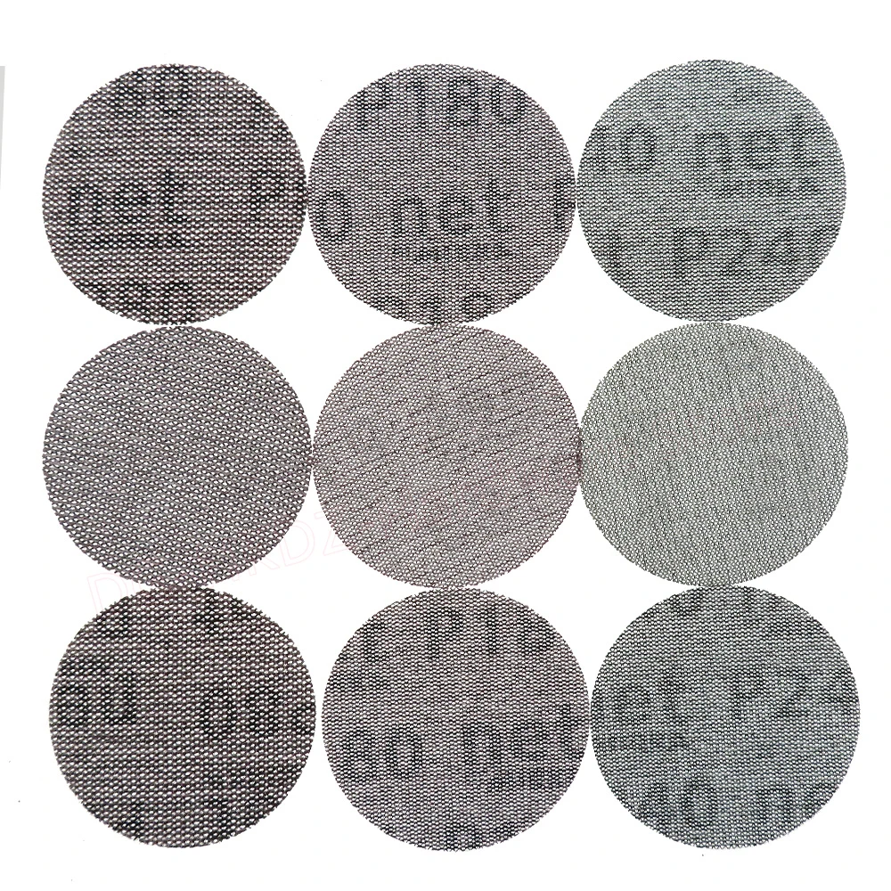 5-50Pcs Mesh Abrasive Dust Free Sanding Discs 3 Inch 75Mm Grid Sand Dry Sand 80 To 240 Grit Dry Grinding For Putty Polishing