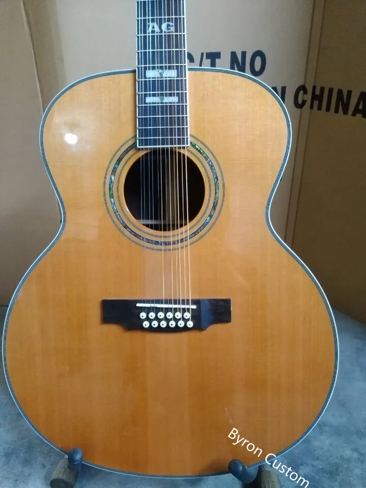 Ebony F512 jumbo electric guitar, 12 strings, solid acoustic guitar, Guild style, free shipping