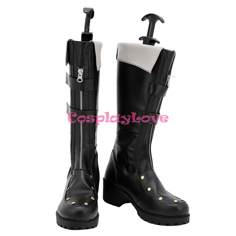 Cosplaylove conjunto estrelas undead ogami koga sapatos pretos cosplay botas longas de couro feito sob encomenda para menina feminina