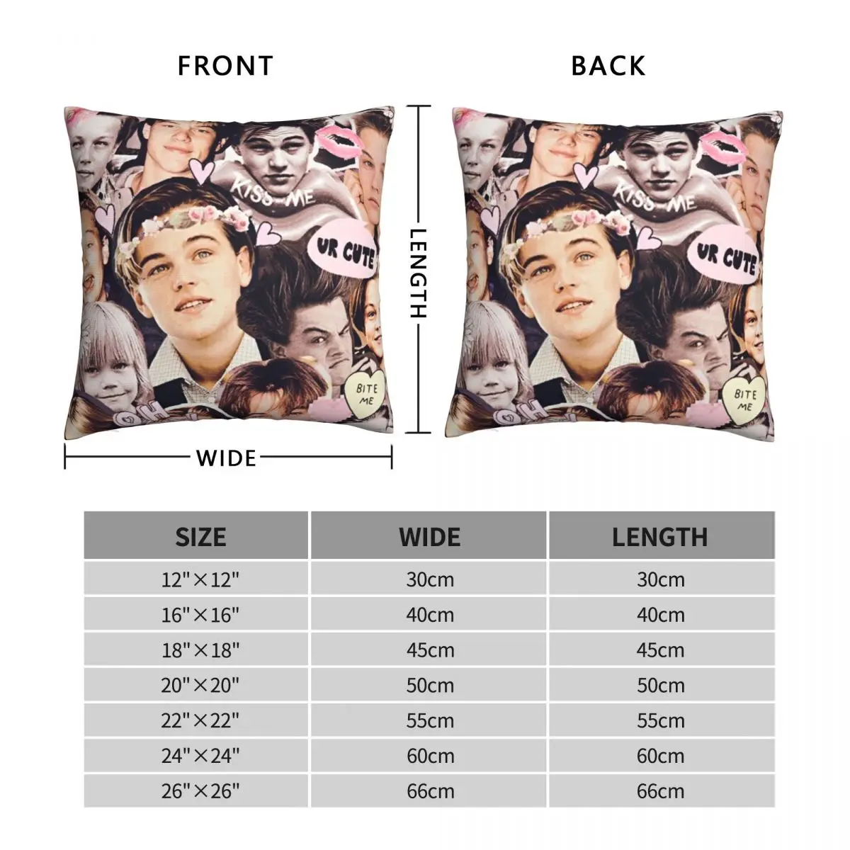 Leonardo DiCaprio Collage Square Pillowcase Polyester Linen Velvet Printed Zip Decor Pillow Case Home Cushion Cover