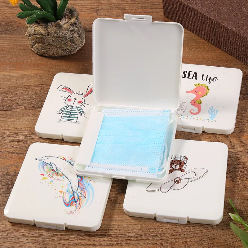 New Children Square Mask Case Outdoor Portable Mask Storage Box Save Masks Boxes Student Mask Holder mask storage bag organizer