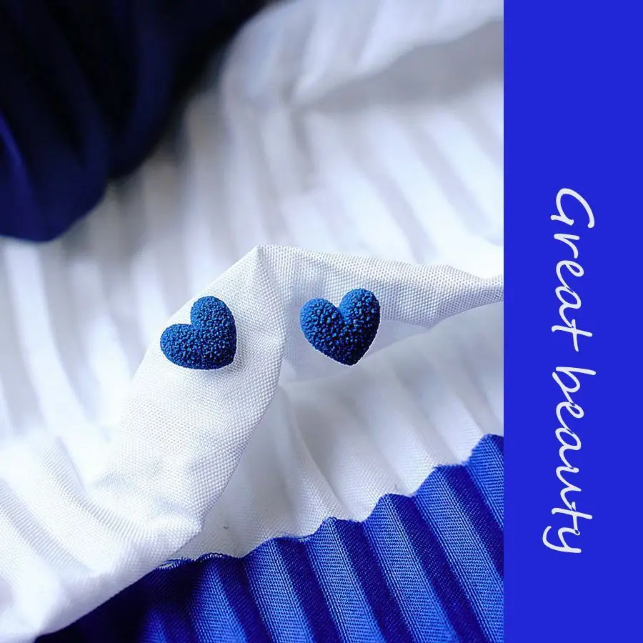 Fashion Women Jewelry Earring High Sense Of Eetro Love Niche Frosted Peacock Blue Klein Ceramic Earrings for Women Birthday Gift