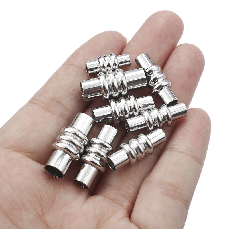 10 Sets Silver Color Barrel Magnetic Clasp End Caps For 3mm 4mm 5mm 6mm Round Leather Cord Bracelet Necklace Jewelry Accessories