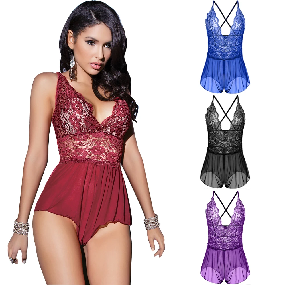 MYYBLE 2020 Temptation Inner Clothes Lace Open Sling Sexy Lingerie Adult Ladies Sexy Pajamas Perspective Nightdress Night dress