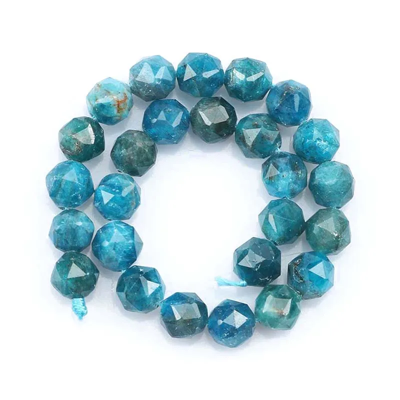 AAA Natural Blue Apatite Faceted Loose Beads For Jewelry Making 6mm 8mm DIY Beaded Bracelet Accessories 7.5\'\' strand