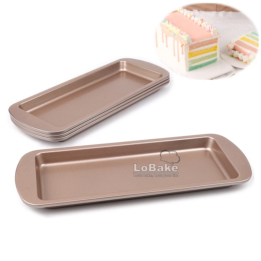 4pcs Nonstick Rectangle Shape Carbon Steel Rainbow Cake Mold Mousse Bread Molds Cheese Pans Mould Tin DIY Baking Gadgets