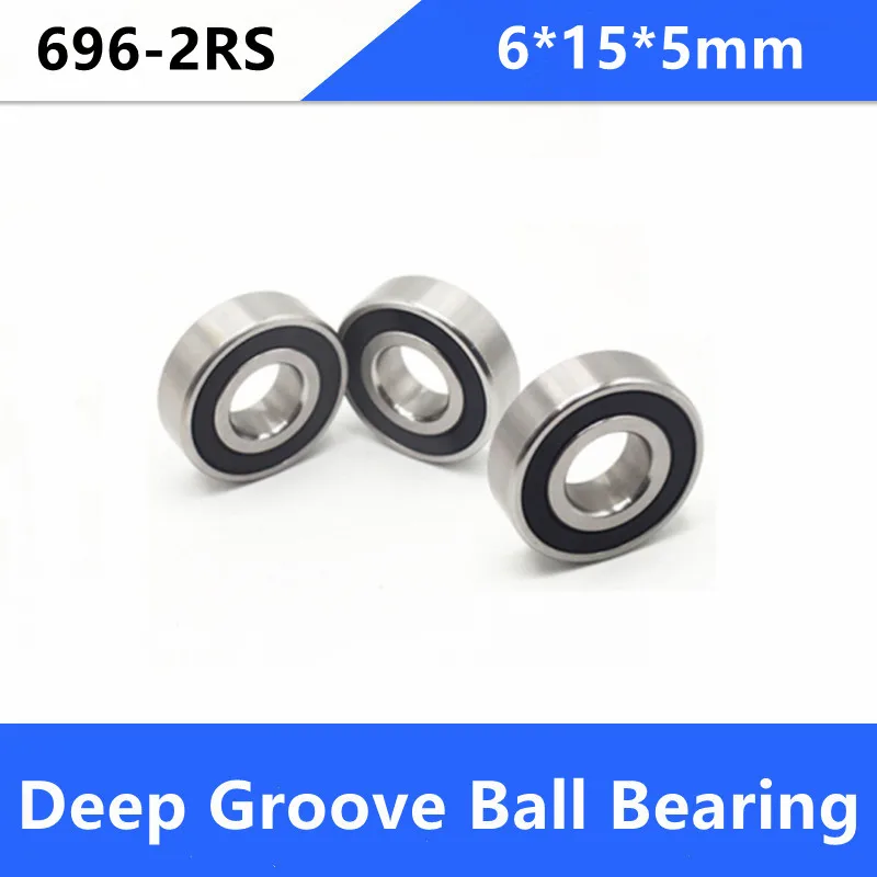 500pcs/lot 696RS 696-2RS 6x15x5mm bearings 696 2RS RS 6*15*5mm Deep Groove Ball Bearing