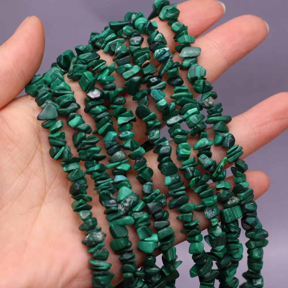 Natural Malachite Freeform Gravel Gem Stone Beads Irregular Chip Loose Beads for Jewelry Making DIY Bracelet Necklace Gift 15\'\'