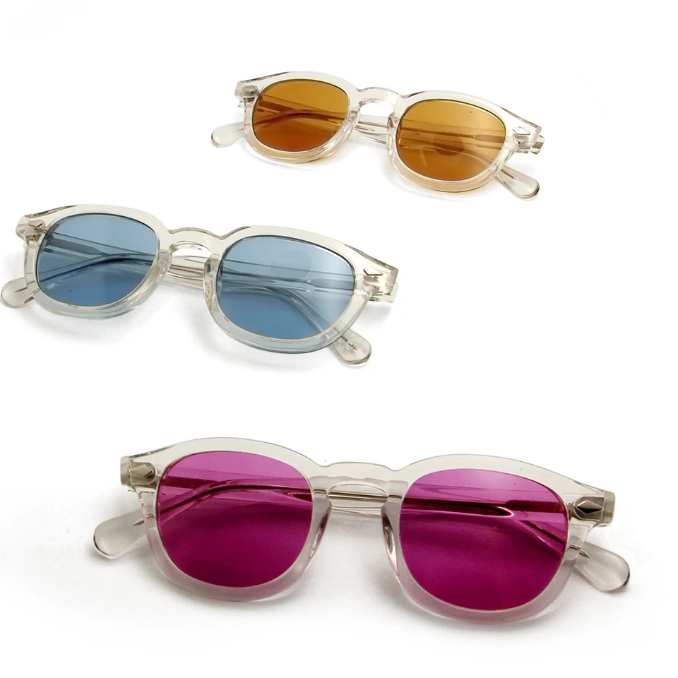 Trasparente Acetato Tinta Blu Occhiali Da Sole Da Uomo Occhiali Da Sole Rotondi Piccolo Medio di Disegno di Marca Trendy Shades Per Le Donne Vintage