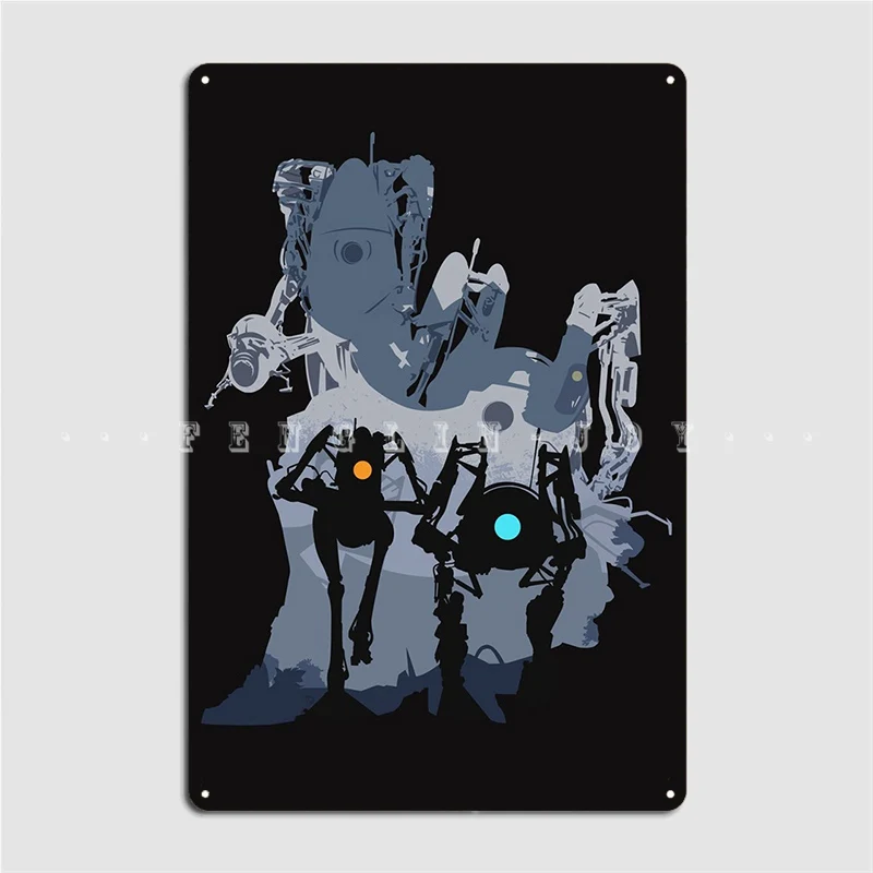 Atlas And Pbody Portal 2 Poster Metal Plaque Cinema Living Room Wall Plaque Funny Cinema Tin Sign Poster