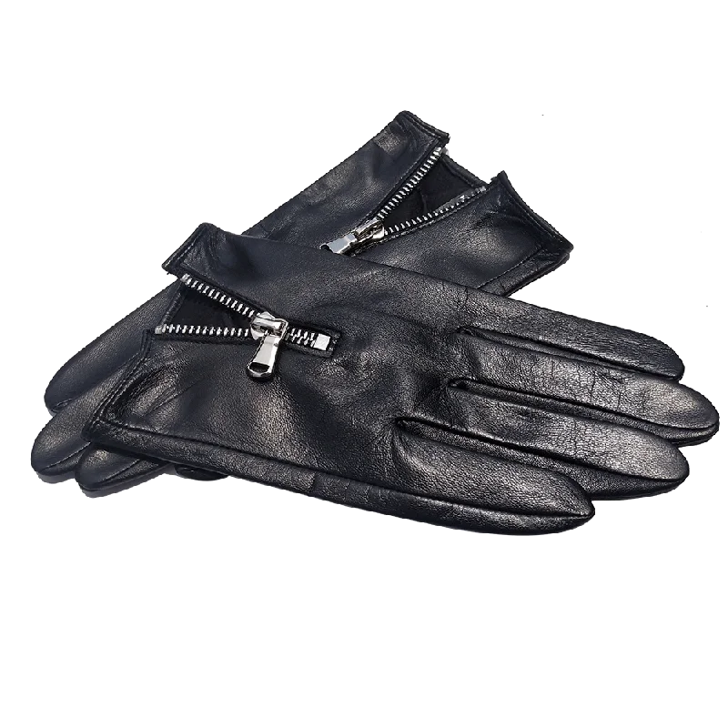 Men\'s Italian Leather Gloves Unlined Touchscreen Luxury Leather Driving Gloves Fashion Zipper Drivers Black Leather Gloves