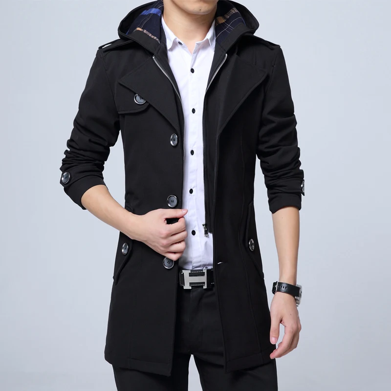 

Trench Coat Men Autumn&Winter New Windbreaker Plus Size Men's Windbreakers Korean Slim Casual Coats Sobretudo KJ277