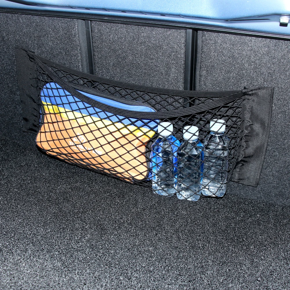 Car Back  Trunk Seat Elastic String Net Magic Sticker Mesh Storage Bag Pocket Cage Auto Organizer Seat Back Bag 40*25cm