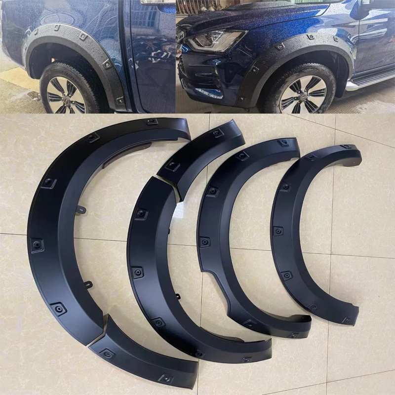 Auto Styling ABS Black Wheel Arch Fender Flares For DMAX D-MAX 2020 2021 2022 2023 Double Cabin Bag Riveted Nut Exterior Parts