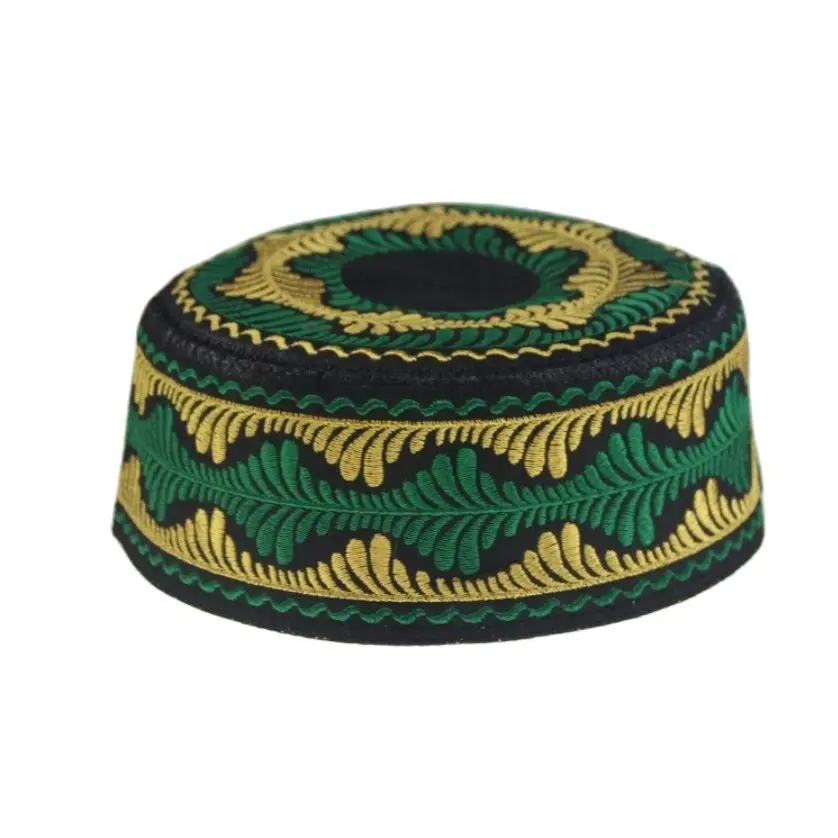 Saudita ebraico Gorra Islam cappello da preghiera berretto arabo Flat Top turbante ragazzi musulmano Baju Pria Oman Judeu ricamo