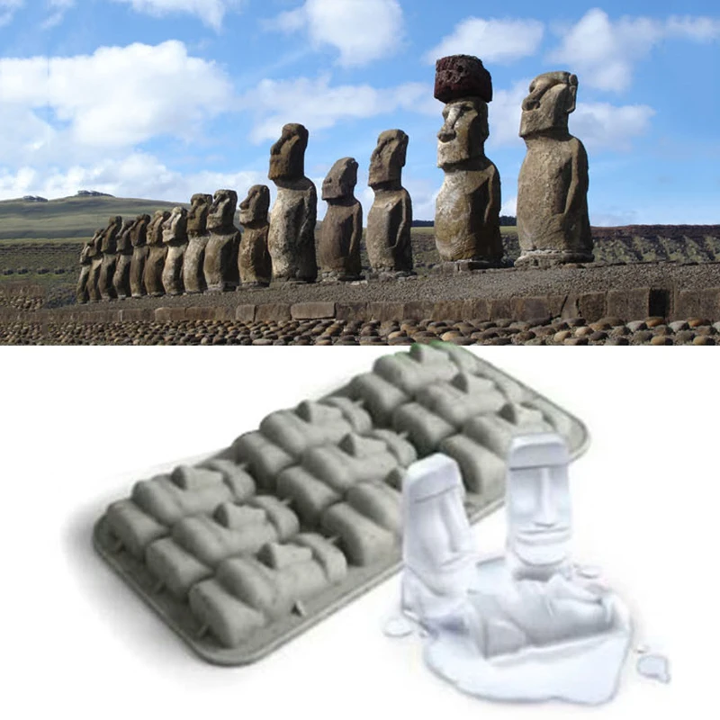 Easter Island Moai Stone Statues Ice Tray Ice Cubes DIY Mould Pudding Jelly Mold