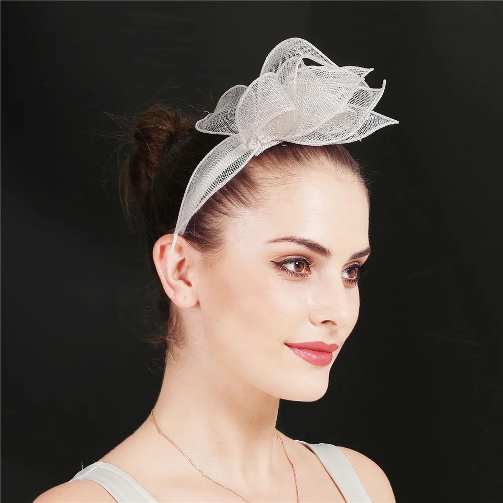 White Fancy Fashion Bridal Headwear Wedding Hair Band Fascinators Accessories Cocktail Ladies Headdress For Bridal Mariage Hat