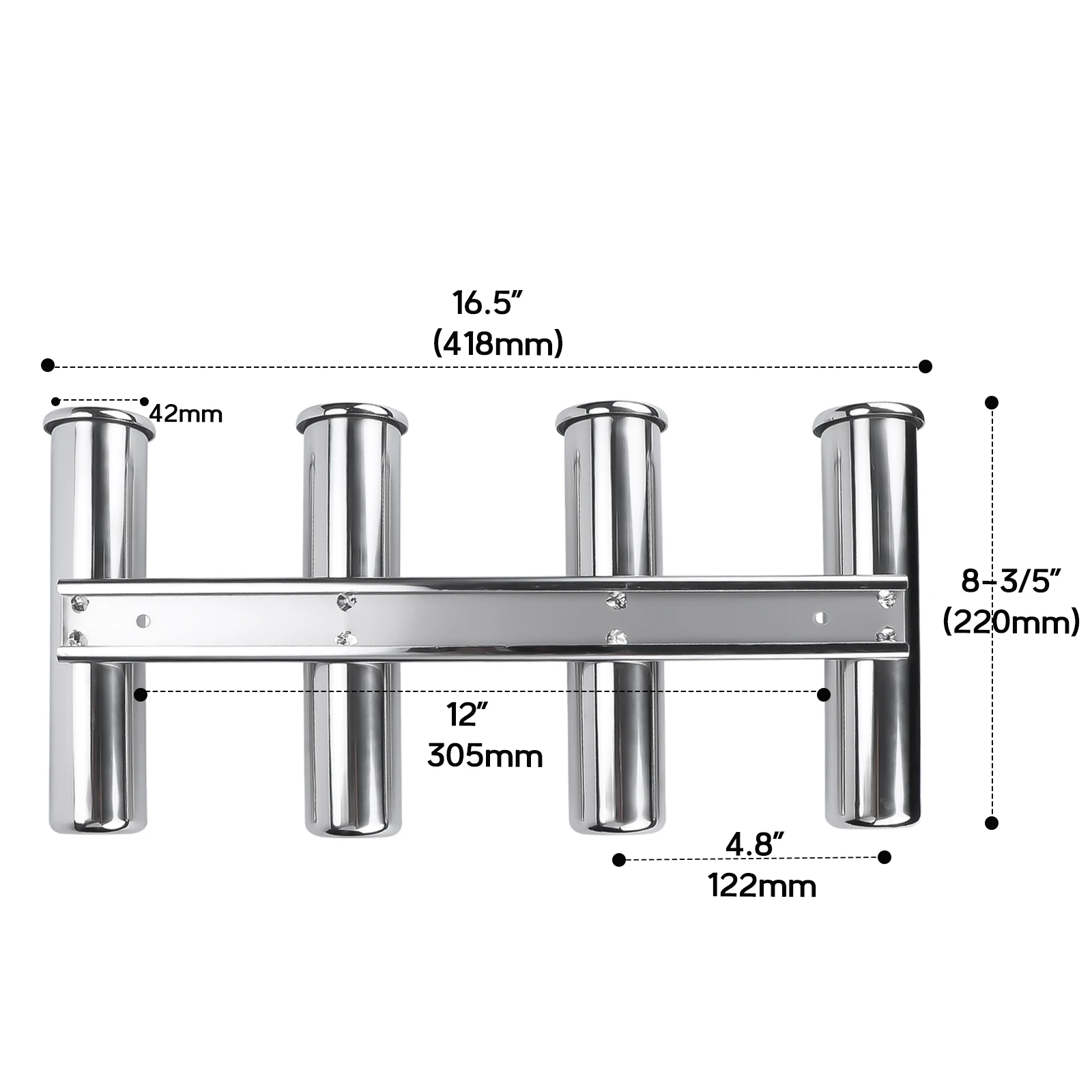 Soporte cañas de pesca vertical inox triple para barco y yate de pared - imagen 2