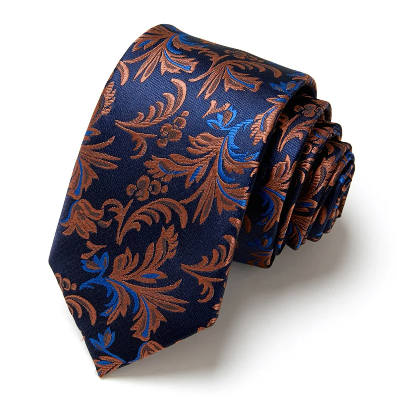 InjGravatas for Men, Blue Presidency Ktie, Paisley Floral Fit, Wedding Workplace Slim, InjNew Brand 100%, 7.5cm