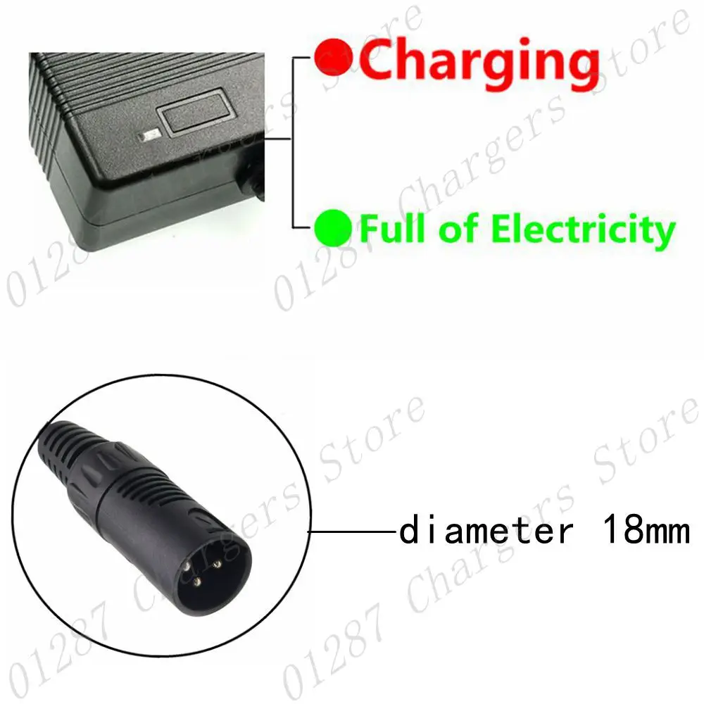 36V 2A lead-acid battery charger electric scooter e-bike wheelchair Charger lead acid battery 3-Pin XLR Connector