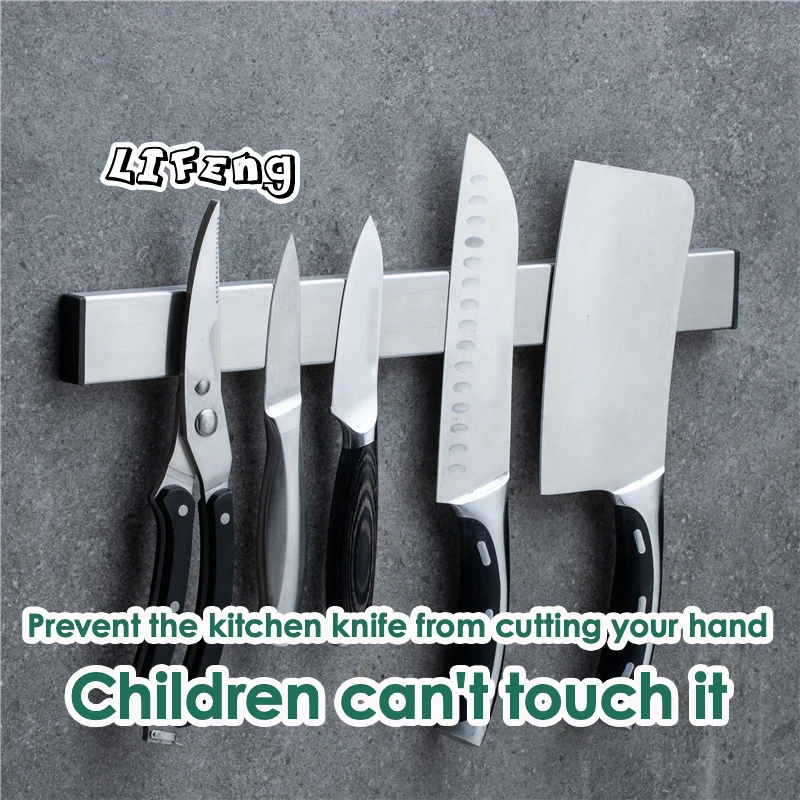 

Free of Punch Professional Magnetic Knife Strip Stainless Steel Magnetic Knife Holder Rack Kitchen Knife Bar 30 40 50 Cm