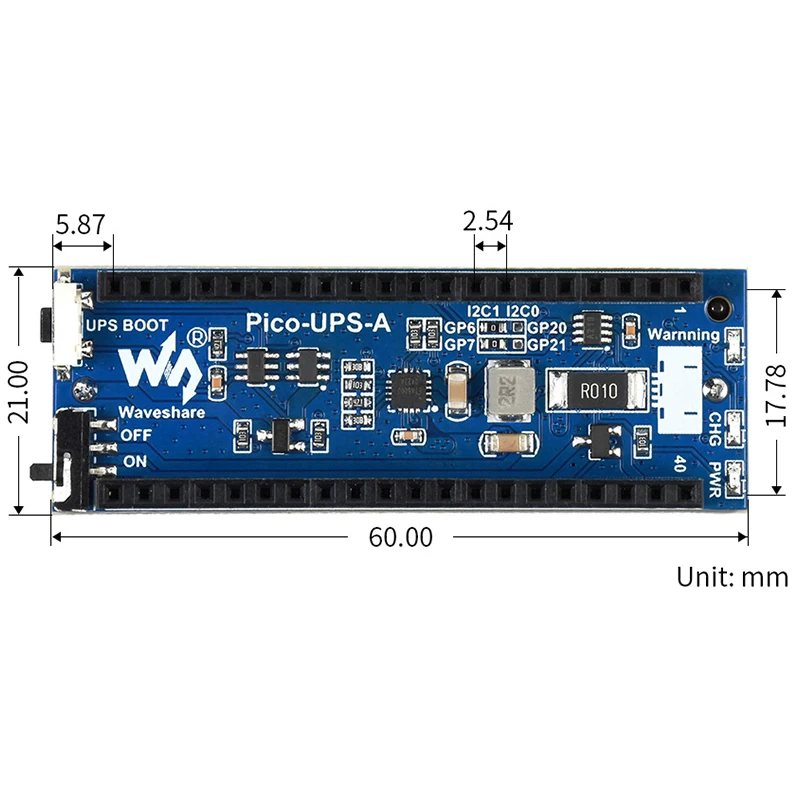 Raspberry Pi Pico UPS Uninterruptible Power Supply Battery Protection Circuits Monitoring Via I2C Bus for RPI Pico