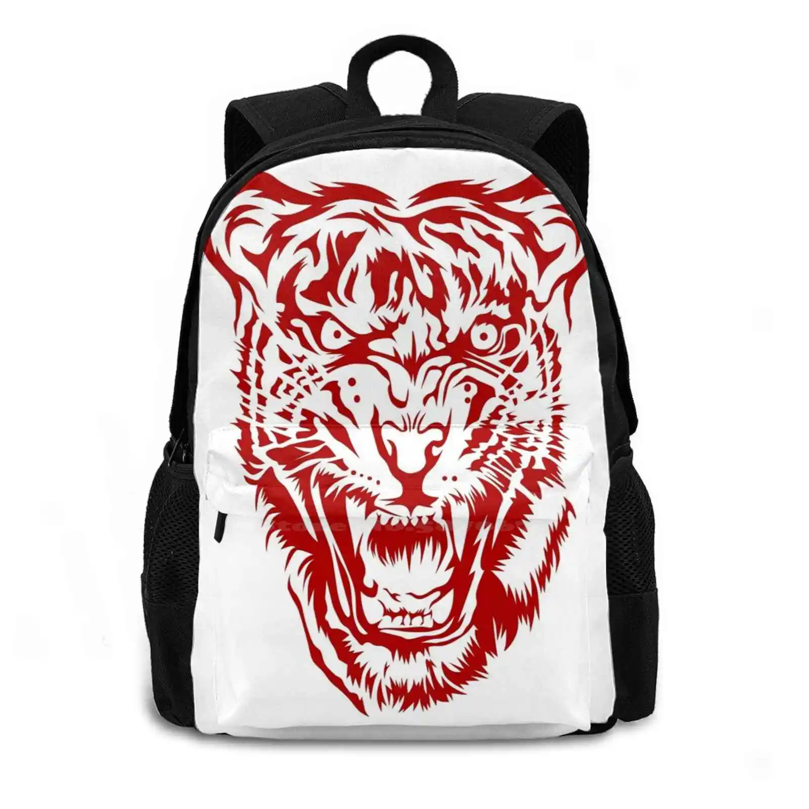 Red Tiger Head Animals School Bags Travel Laptop Backpack Tête De Tigre Tigre Tigres Tigre Rouge Animale Animale Tigre Tigre